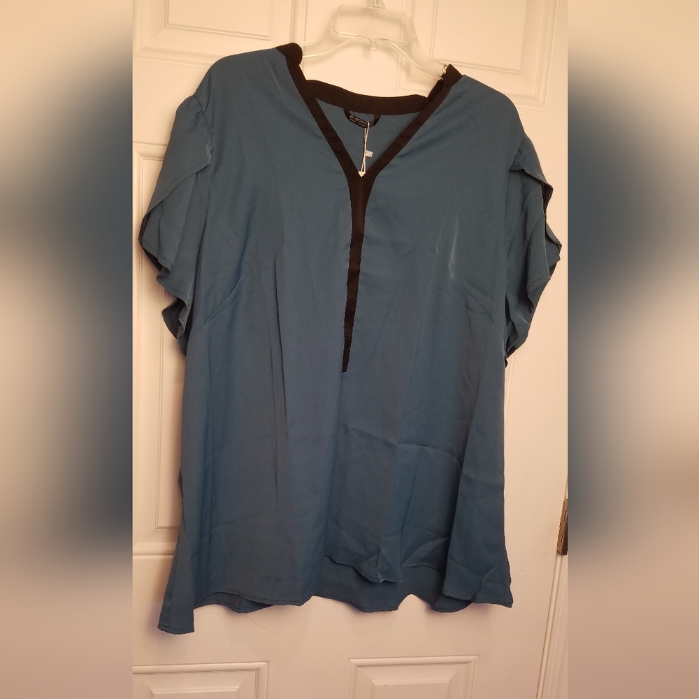 Bloomchic 1X top teal blue NWT